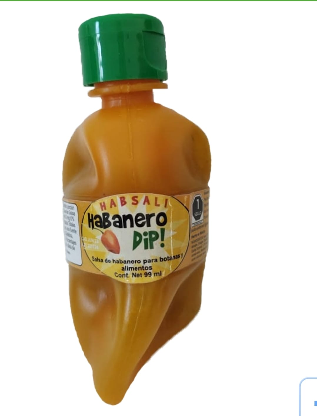 Habsali Habanero Dip 99 mililitros con envase en forma de Chile
