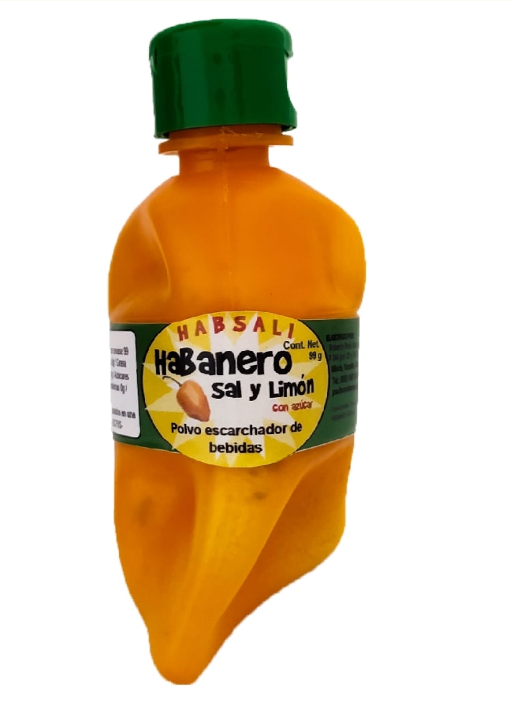 Habsali Habanero sal y limón 99 gramos con envase en forma de Chile